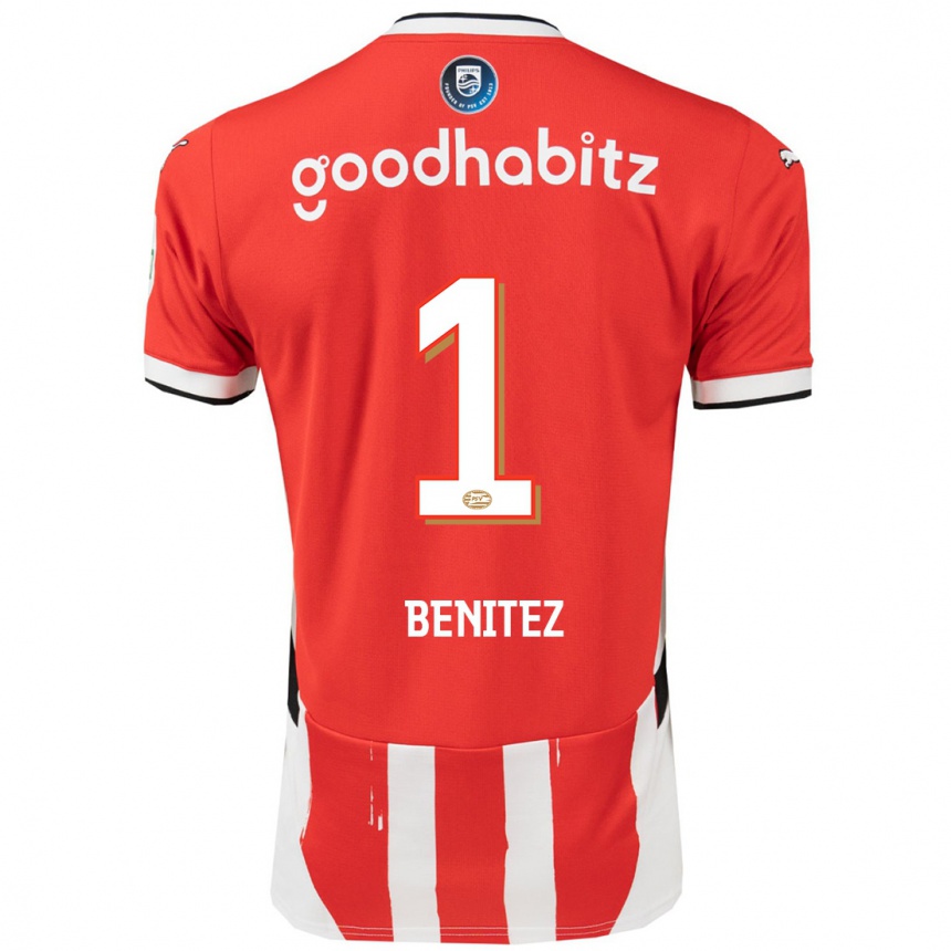 Kids Football Walter Benítez #1 Red White Home Jersey 2024/25 T-Shirt