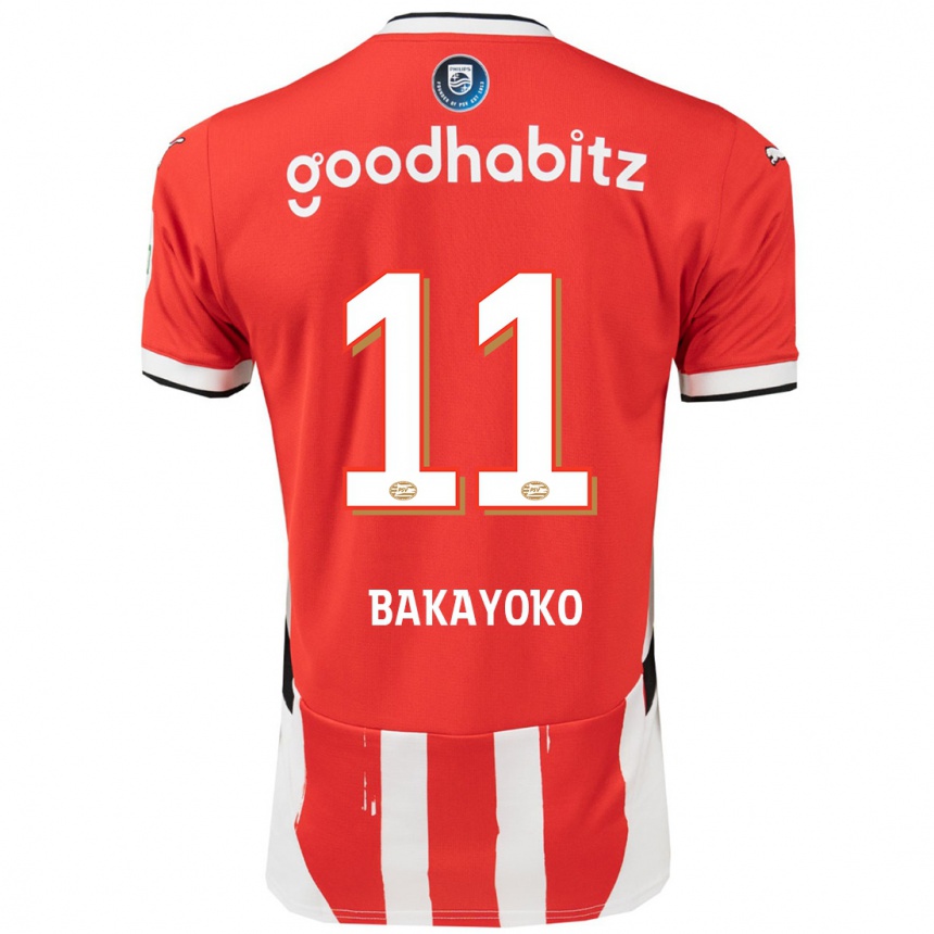 Kids Football Johan Bakayoko #11 Red White Home Jersey 2024/25 T-Shirt