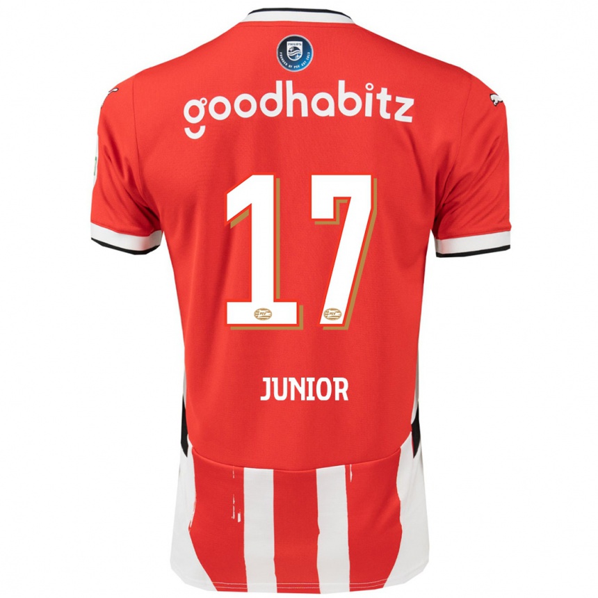 Kids Football Mauro Júnior #17 Red White Home Jersey 2024/25 T-Shirt