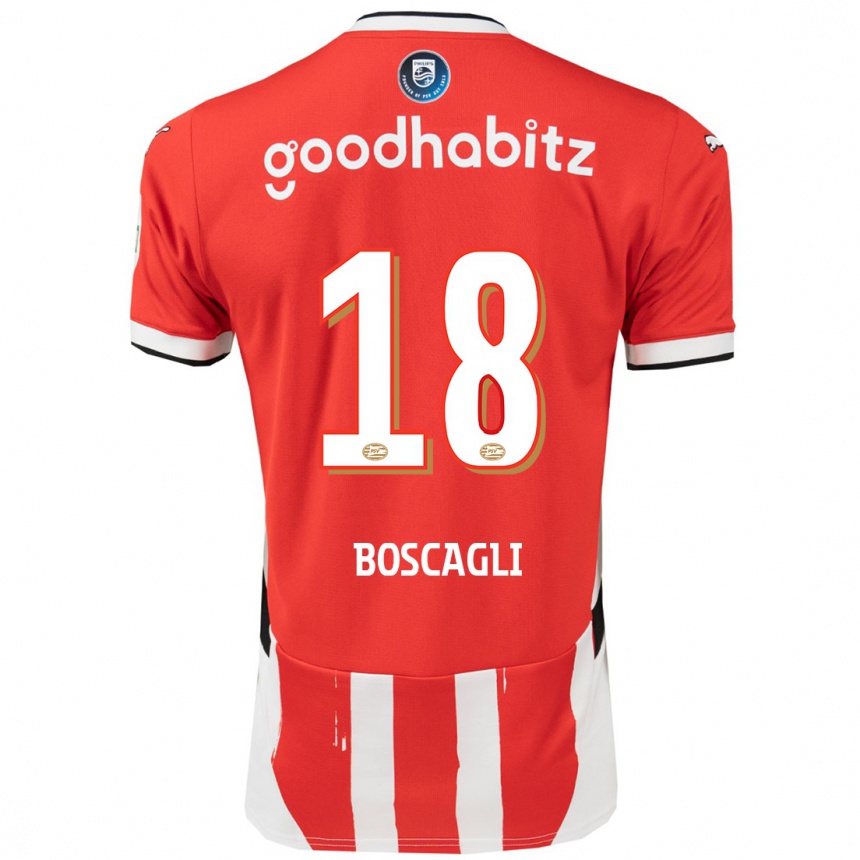 Kids Football Olivier Boscagli #18 Red White Home Jersey 2024/25 T-Shirt