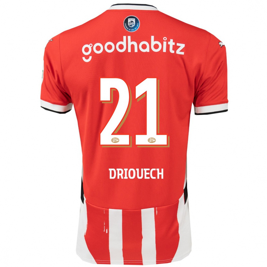 Kids Football Couhaib Driouech #21 Red White Home Jersey 2024/25 T-Shirt