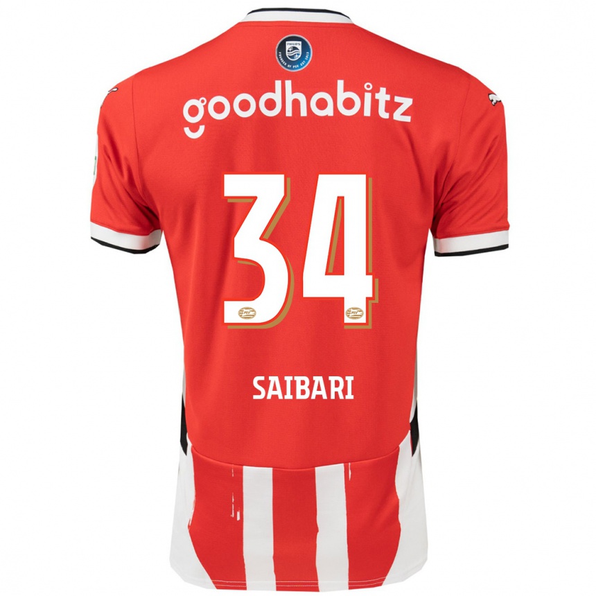 Kids Football Ismael Saibari #34 Red White Home Jersey 2024/25 T-Shirt