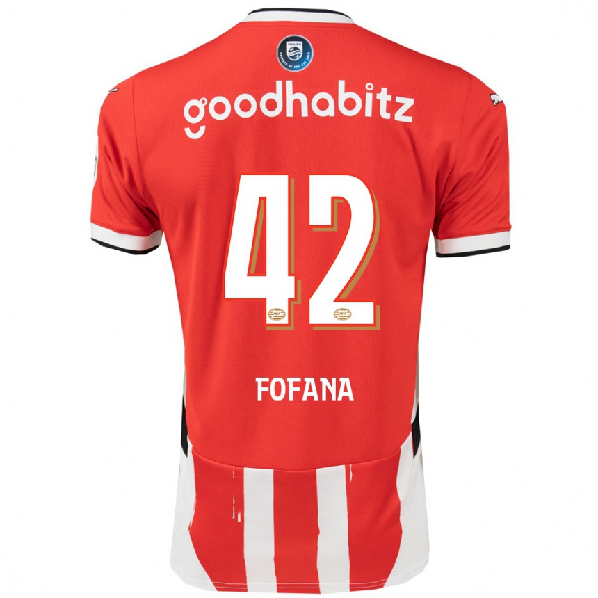 Kids Football Fode Fofana #42 Red White Home Jersey 2024/25 T-Shirt