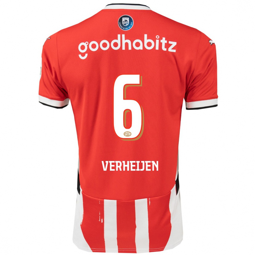 Kids Football Janneke Verheijen #6 Red White Home Jersey 2024/25 T-Shirt