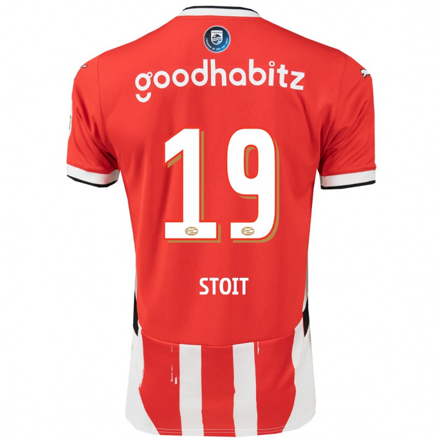 Kids Football Fleur Stoit #19 Red White Home Jersey 2024/25 T-Shirt