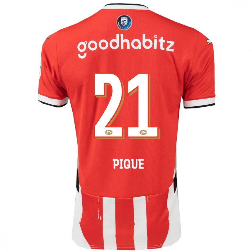 Kids Football Naomi Piqué #21 Red White Home Jersey 2024/25 T-Shirt