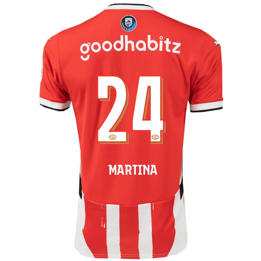 Kids Football Shijona Martina #24 Red White Home Jersey 2024/25 T-Shirt