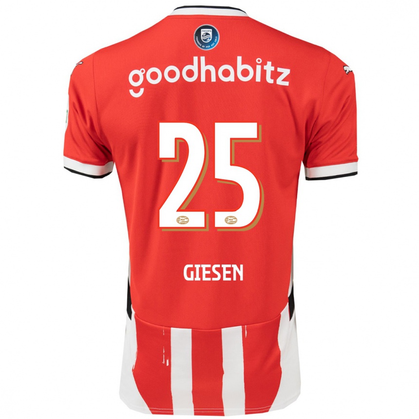 Kids Football Suzanne Giesen #25 Red White Home Jersey 2024/25 T-Shirt