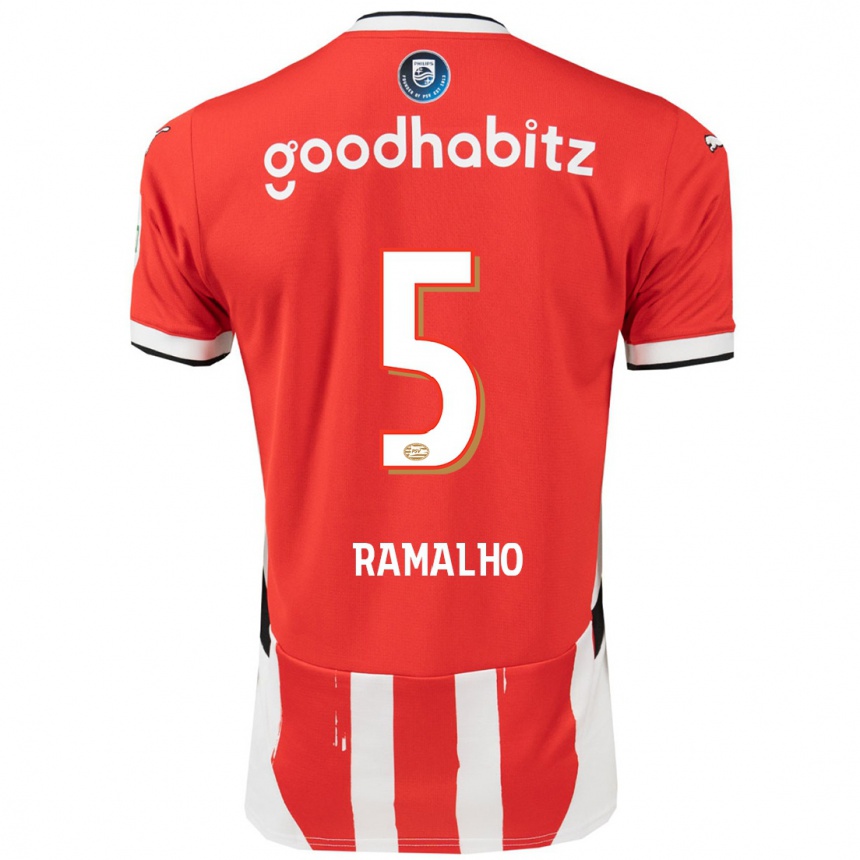 Kids Football André Ramalho #5 Red White Home Jersey 2024/25 T-Shirt