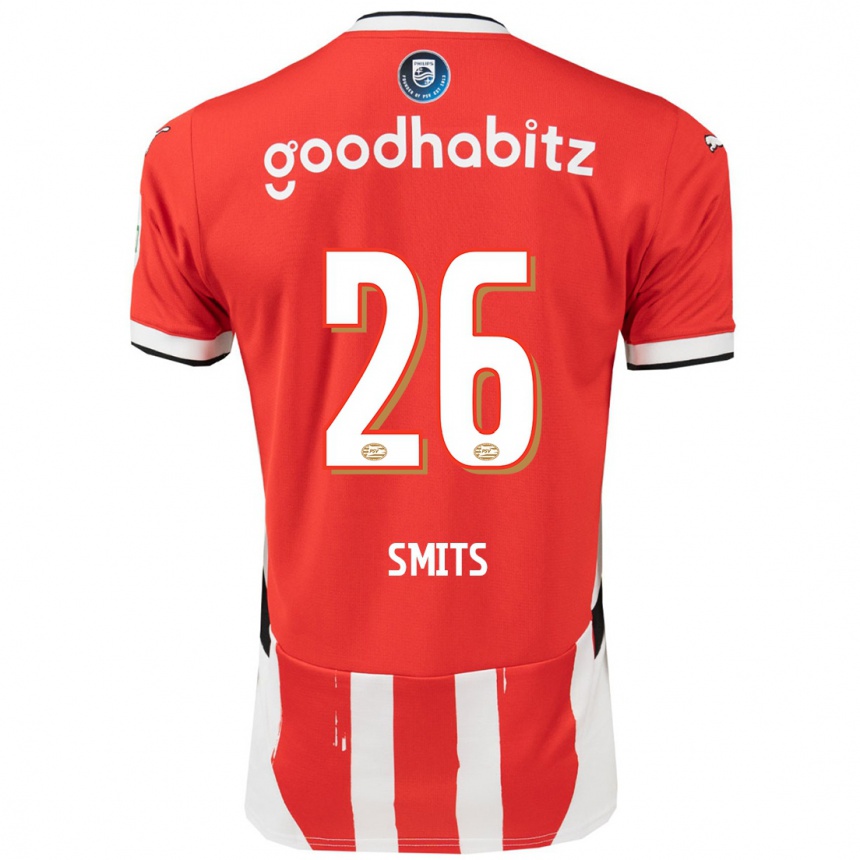 Kids Football Eef Smits #26 Red White Home Jersey 2024/25 T-Shirt