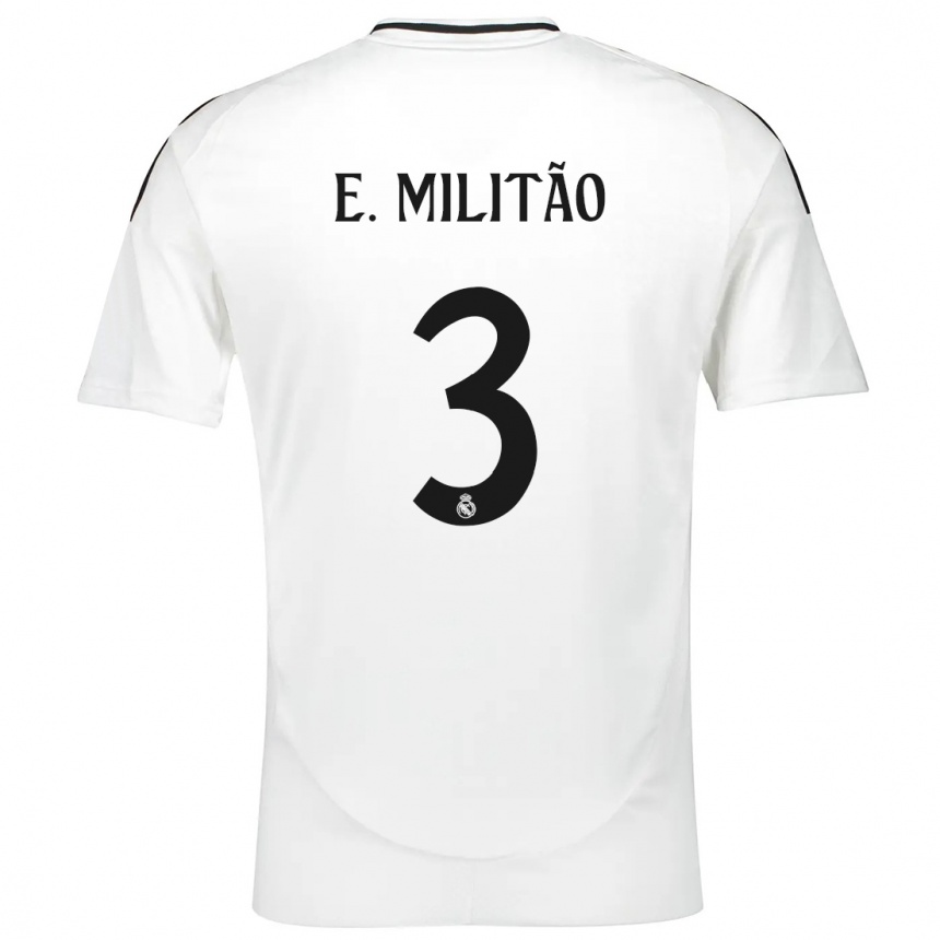 Kids Football Eder Militao #3 White Home Jersey 2024/25 T-Shirt