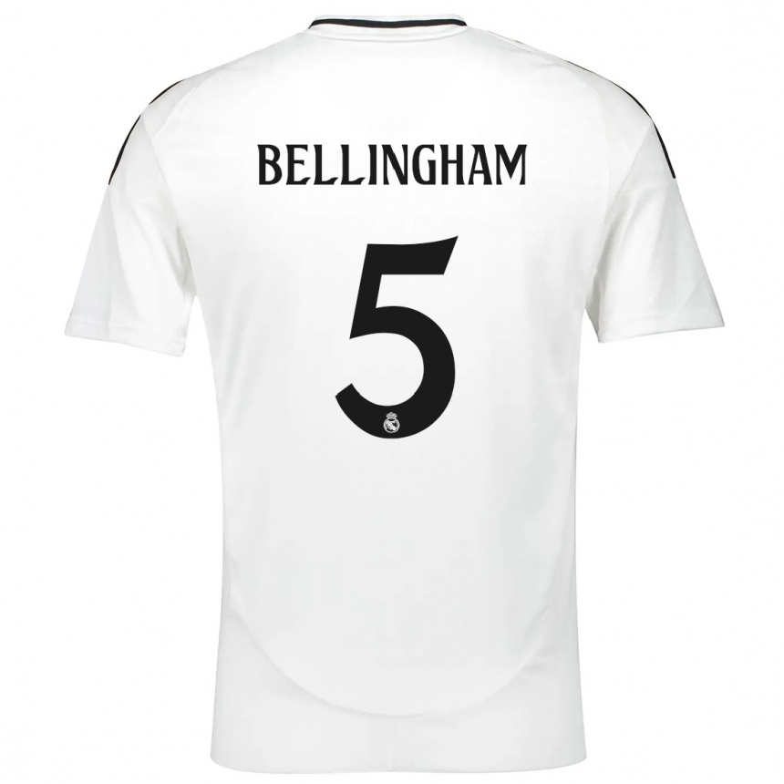 Kids Football Jude Bellingham #5 White Home Jersey 2024/25 T-Shirt