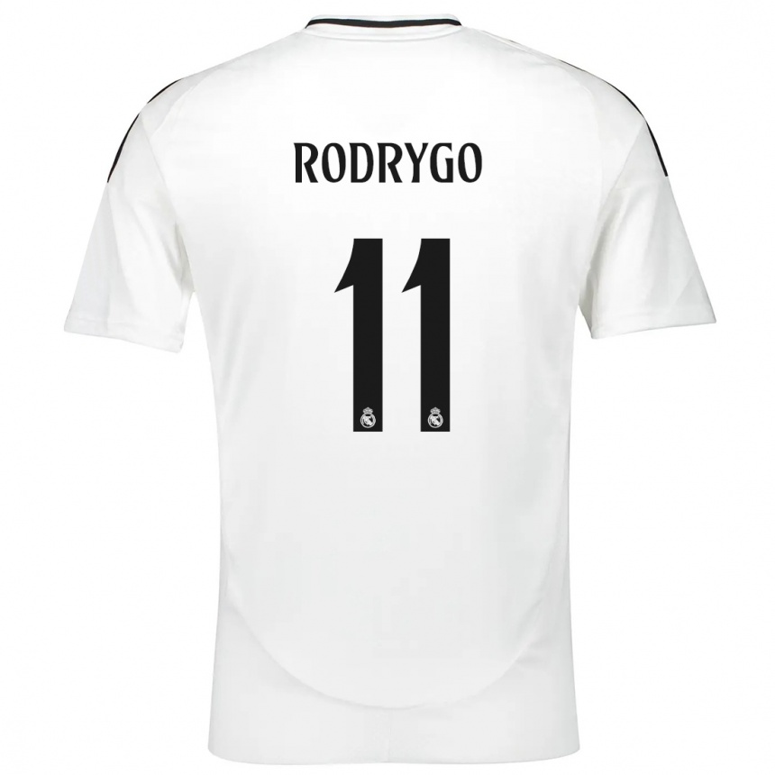 Kids Football Rodrygo #11 White Home Jersey 2024/25 T-Shirt