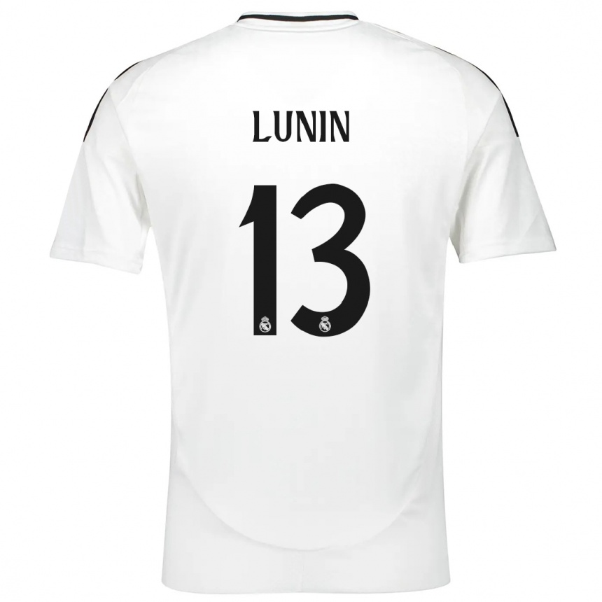 Kids Football Andriy Lunin #13 White Home Jersey 2024/25 T-Shirt