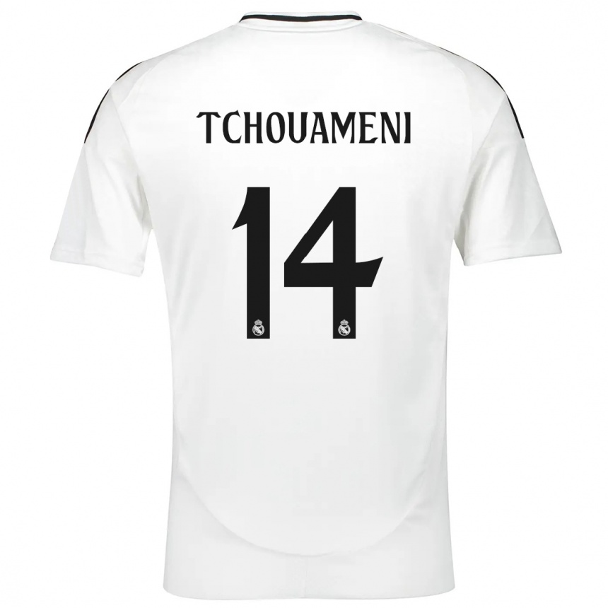 Kids Football Aurelien Tchouameni #14 White Home Jersey 2024/25 T-Shirt