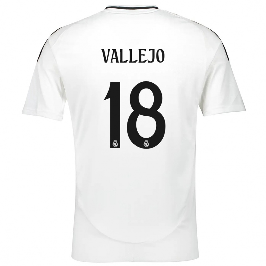 Kids Football Jesus Vallejo #18 White Home Jersey 2024/25 T-Shirt