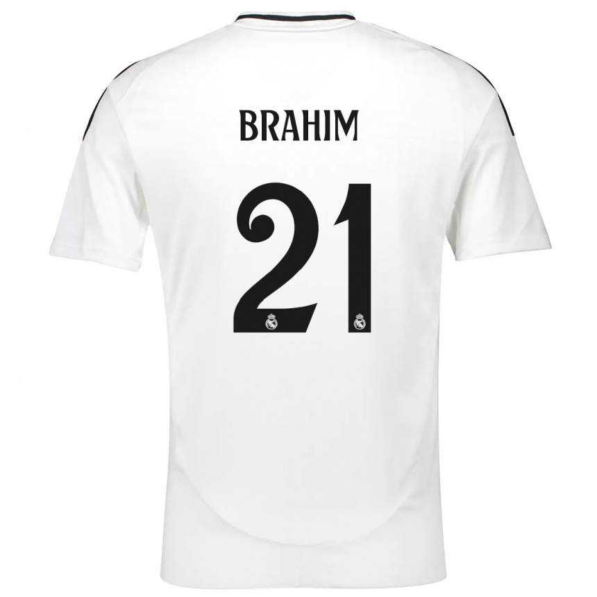 Kids Football Brahim Diaz #21 White Home Jersey 2024/25 T-Shirt