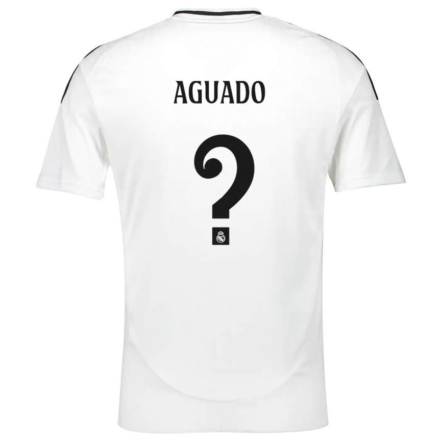 Kids Football Diego Aguado #0 White Home Jersey 2024/25 T-Shirt