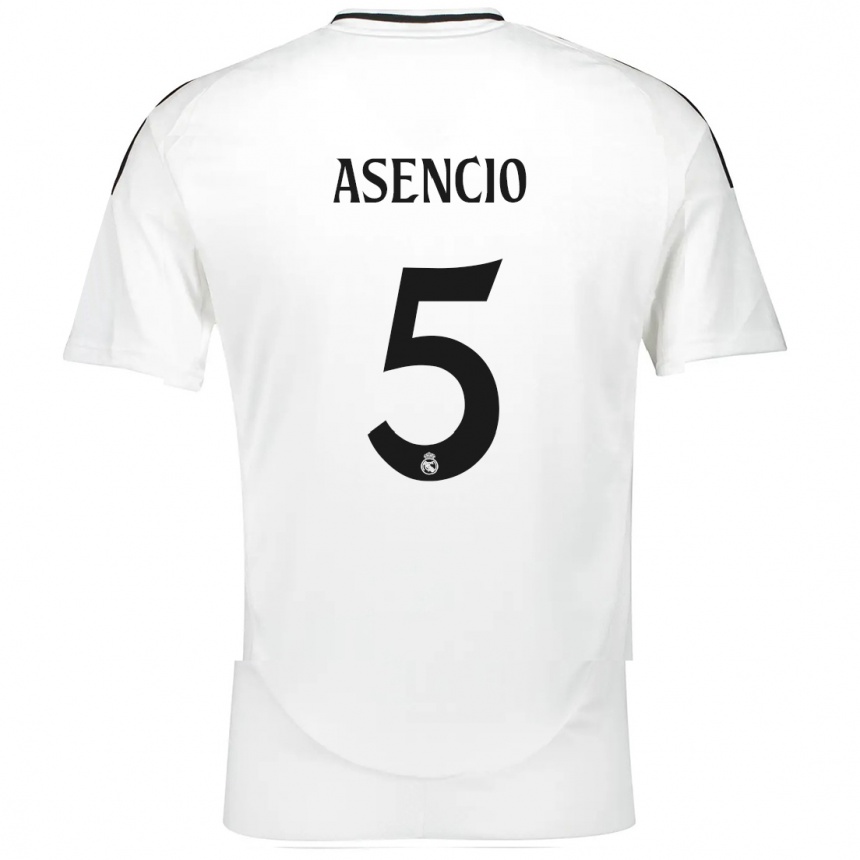 Kids Football Raul Asencio #5 White Home Jersey 2024/25 T-Shirt