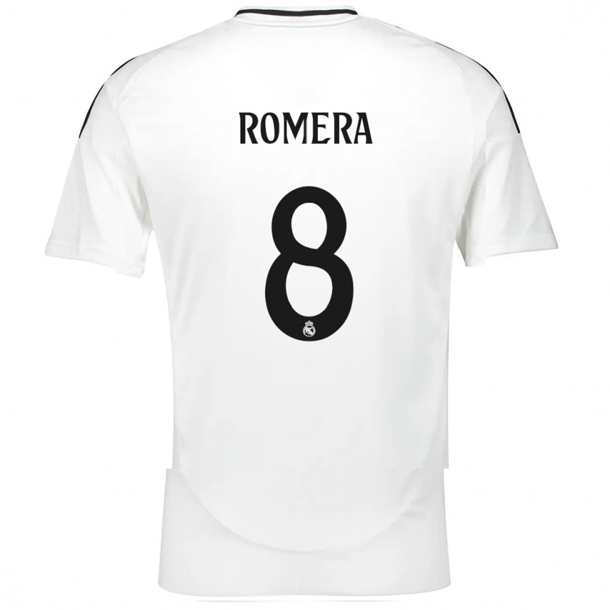 Kids Football Miguel Romera #8 White Home Jersey 2024/25 T-Shirt