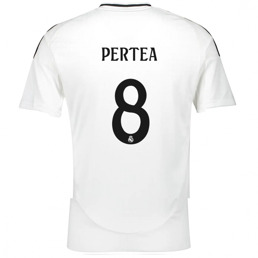 Kids Football Raul Pertea #8 White Home Jersey 2024/25 T-Shirt