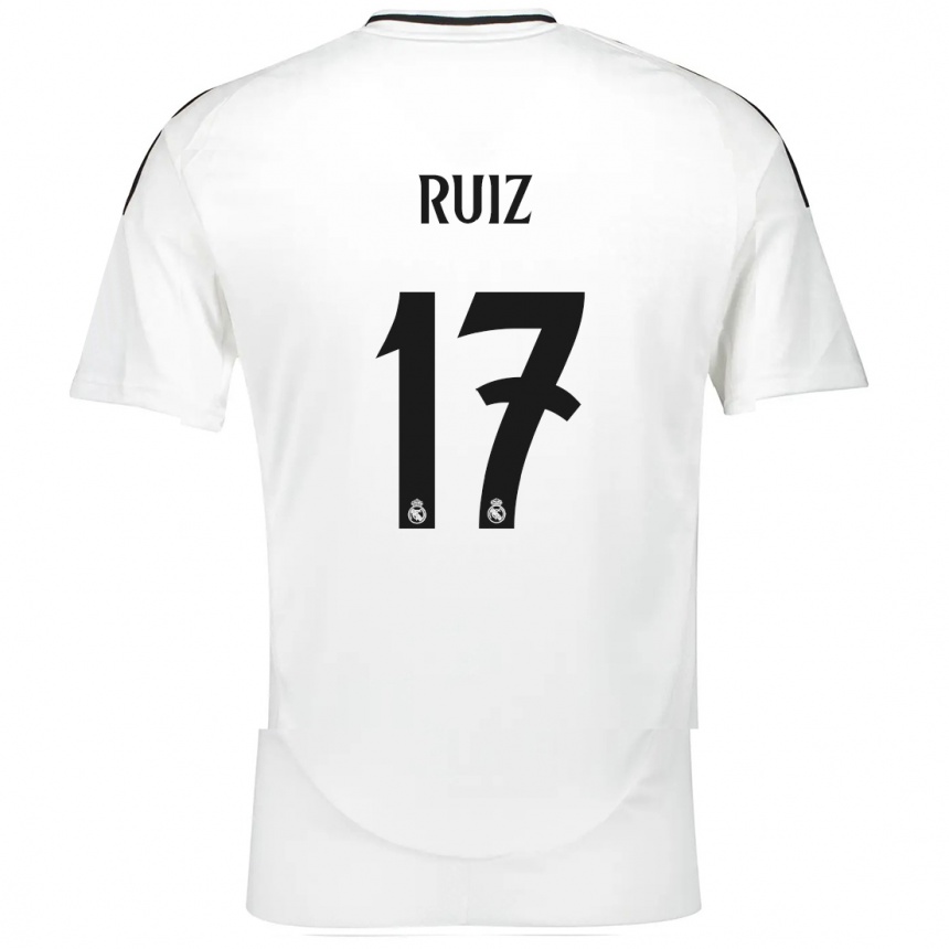 Kids Football David Ruiz #17 White Home Jersey 2024/25 T-Shirt