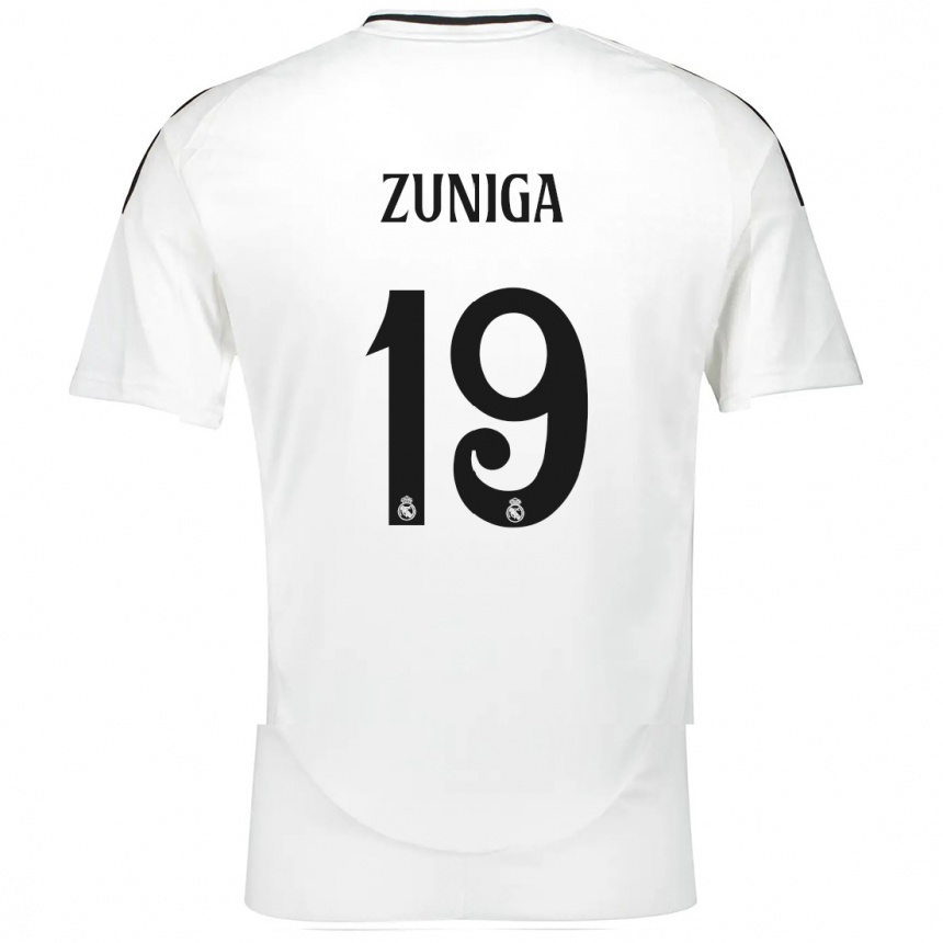 Kids Football Loren Zúñiga #19 White Home Jersey 2024/25 T-Shirt