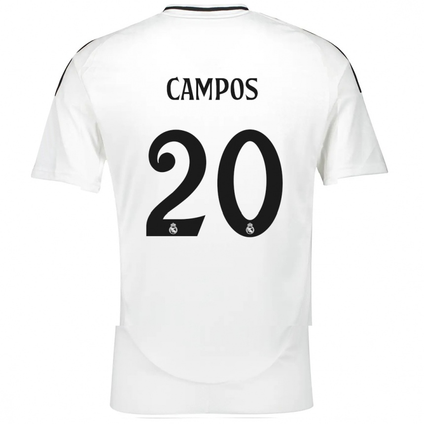 Kids Football Andrés Campos #20 White Home Jersey 2024/25 T-Shirt