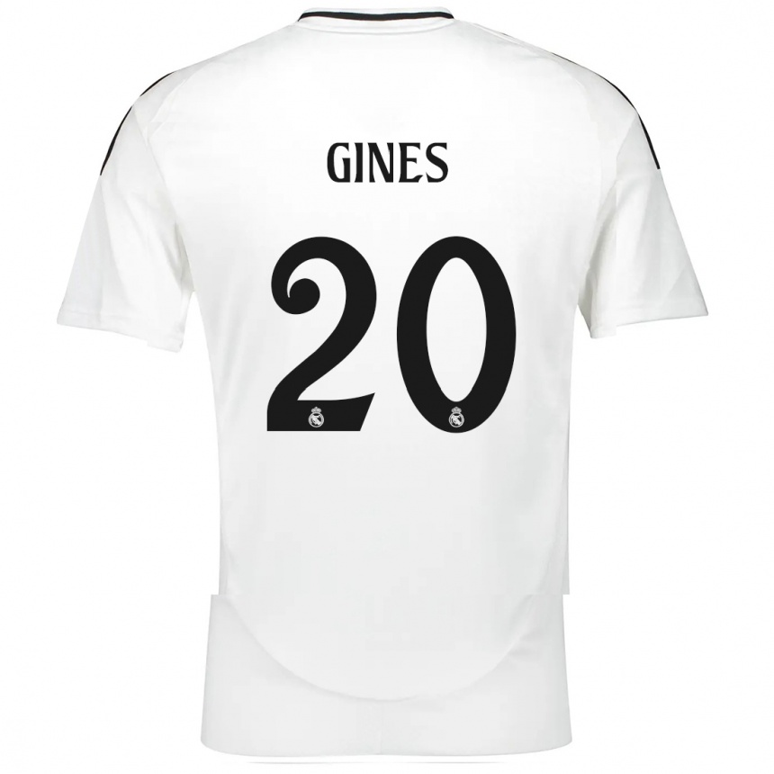 Kids Football Alvaro Gines #20 White Home Jersey 2024/25 T-Shirt