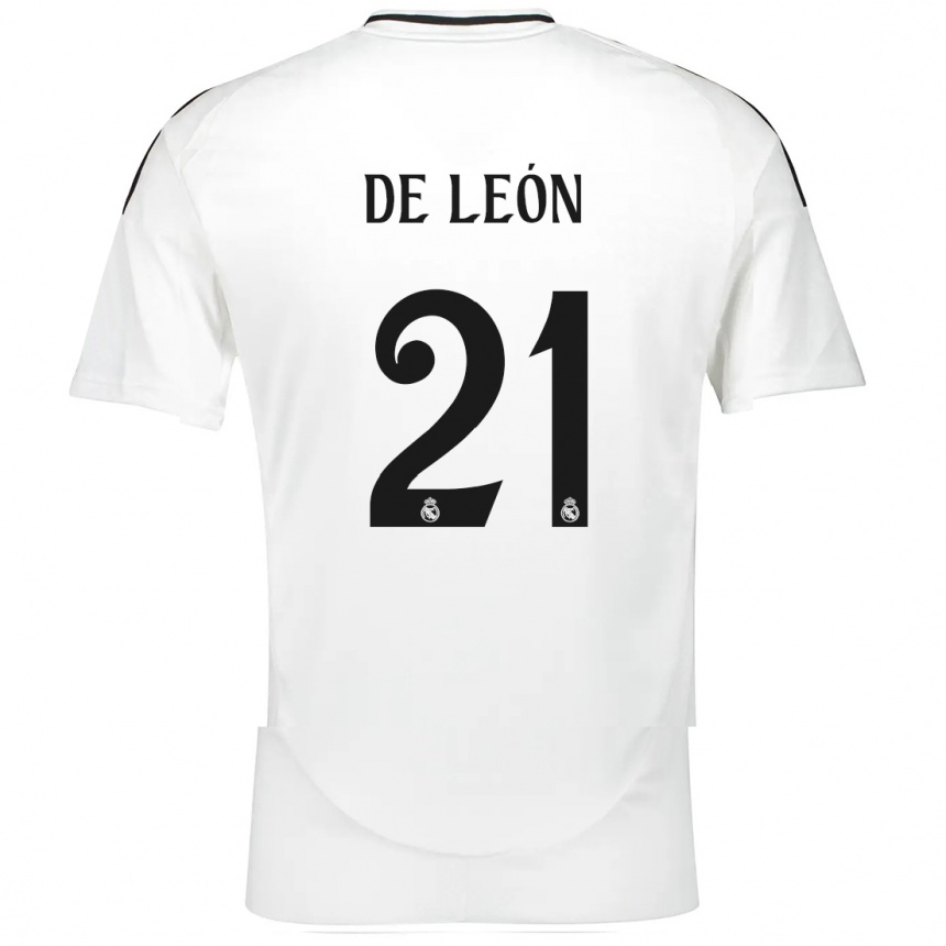 Kids Football Jeremy De León #21 White Home Jersey 2024/25 T-Shirt