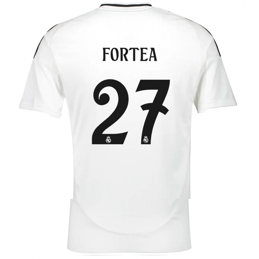 Kids Football Jesús Fortea #27 White Home Jersey 2024/25 T-Shirt