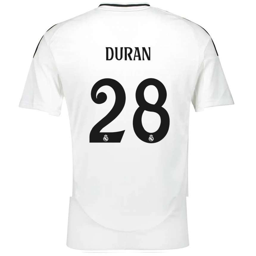 Kids Football Pol Duran #28 White Home Jersey 2024/25 T-Shirt