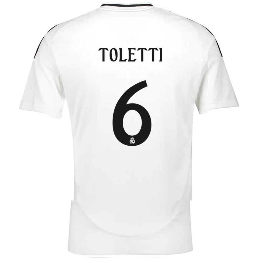 Kids Football Sandie Toletti #6 White Home Jersey 2024/25 T-Shirt