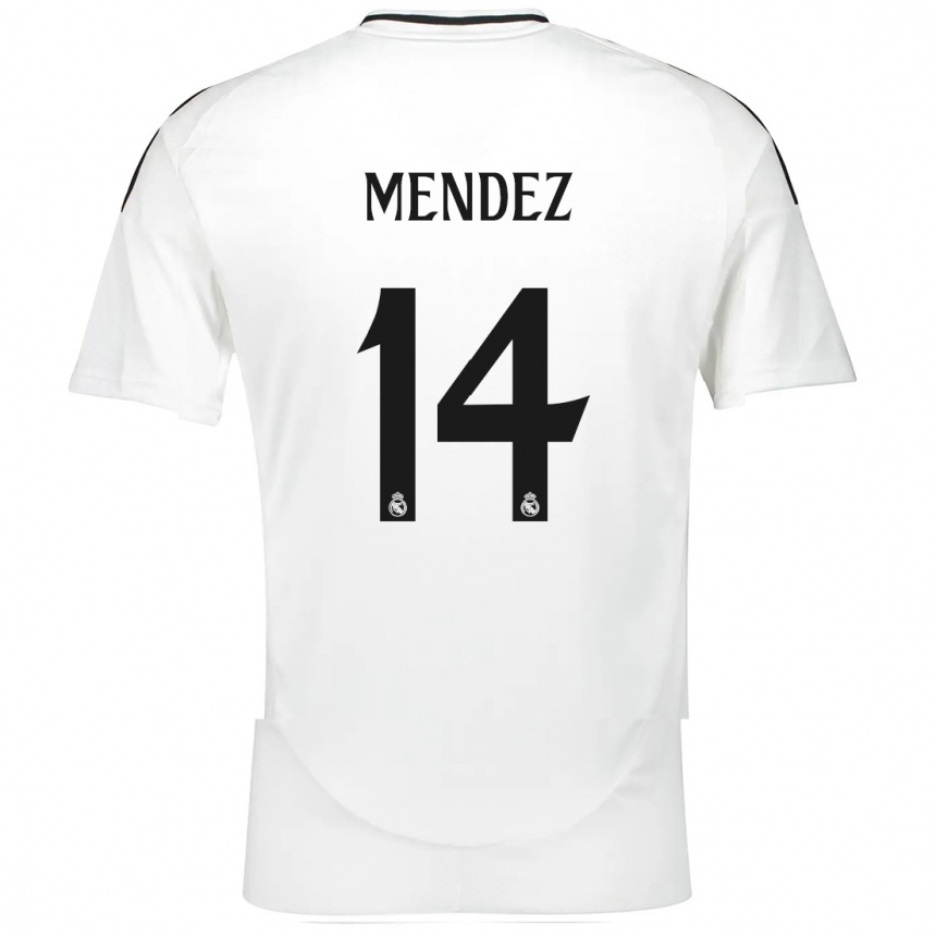 Kids Football María Méndez #14 White Home Jersey 2024/25 T-Shirt