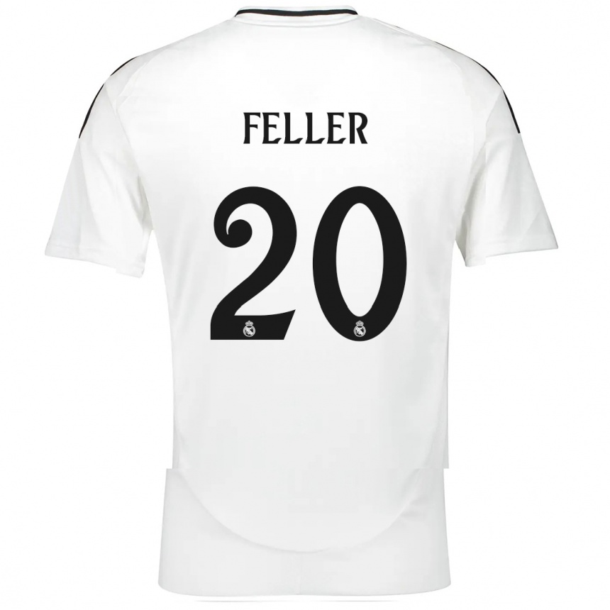 Kids Football Naomie Feller #20 White Home Jersey 2024/25 T-Shirt