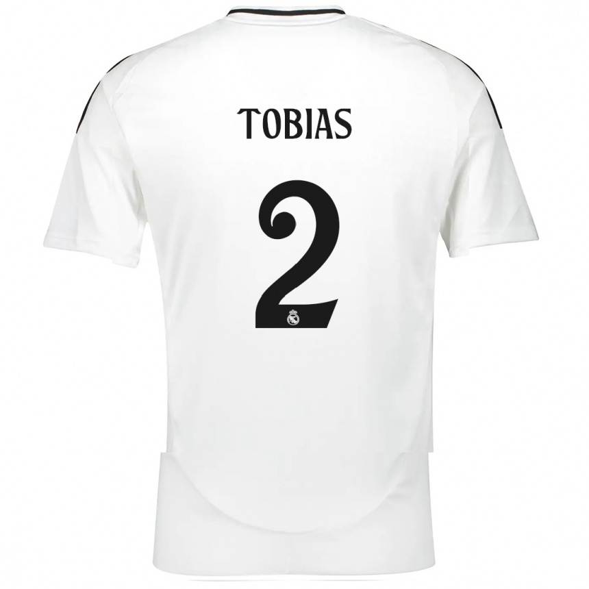 Kids Football Vinícius Tobias #2 White Home Jersey 2024/25 T-Shirt