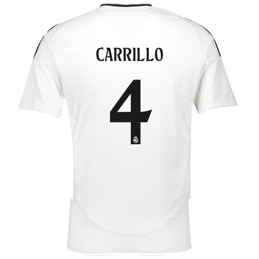 Kids Football Álvaro Carrillo #4 White Home Jersey 2024/25 T-Shirt