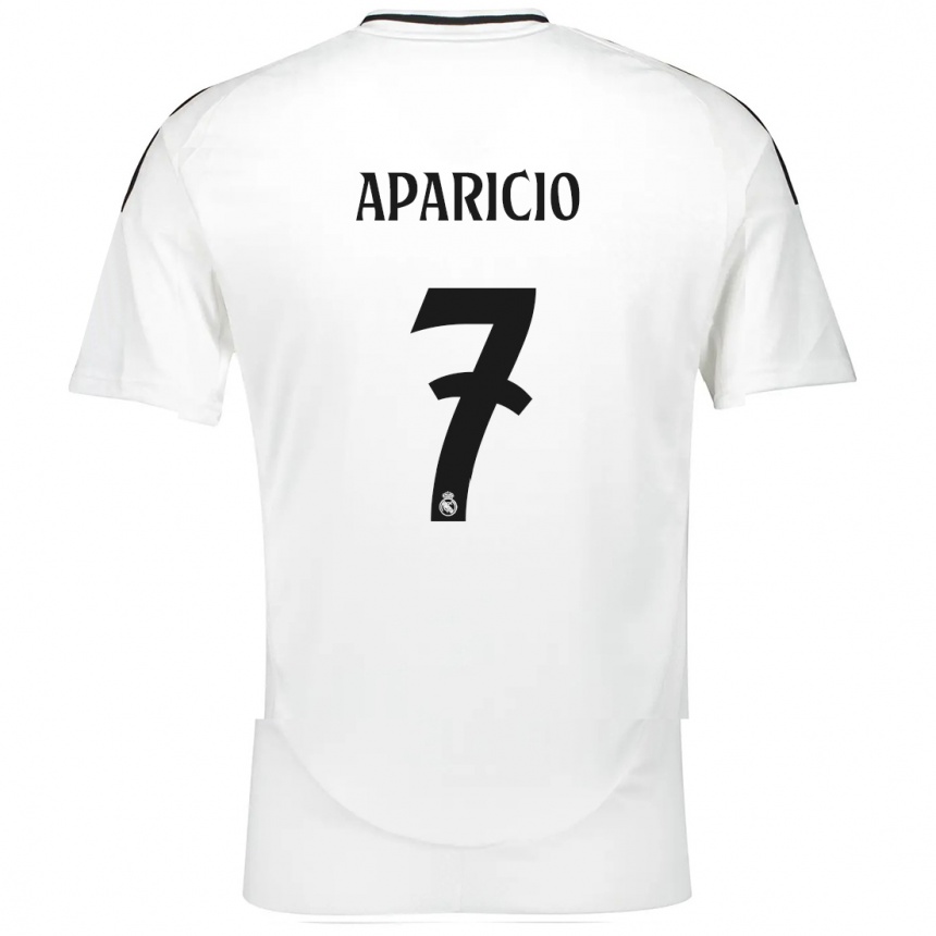 Kids Football Esteban Aparicio #7 White Home Jersey 2024/25 T-Shirt