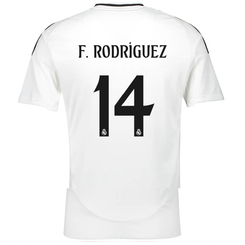 Kids Football Fer Rodríguez #14 White Home Jersey 2024/25 T-Shirt