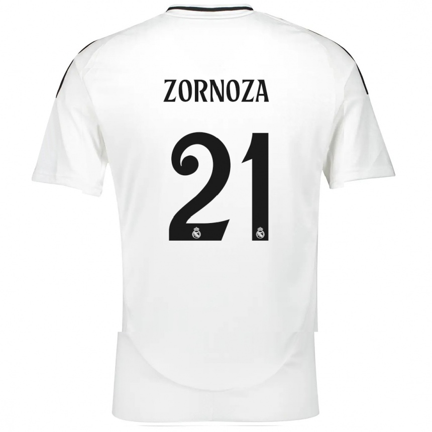 Kids Football Claudia Zornoza #21 White Home Jersey 2024/25 T-Shirt