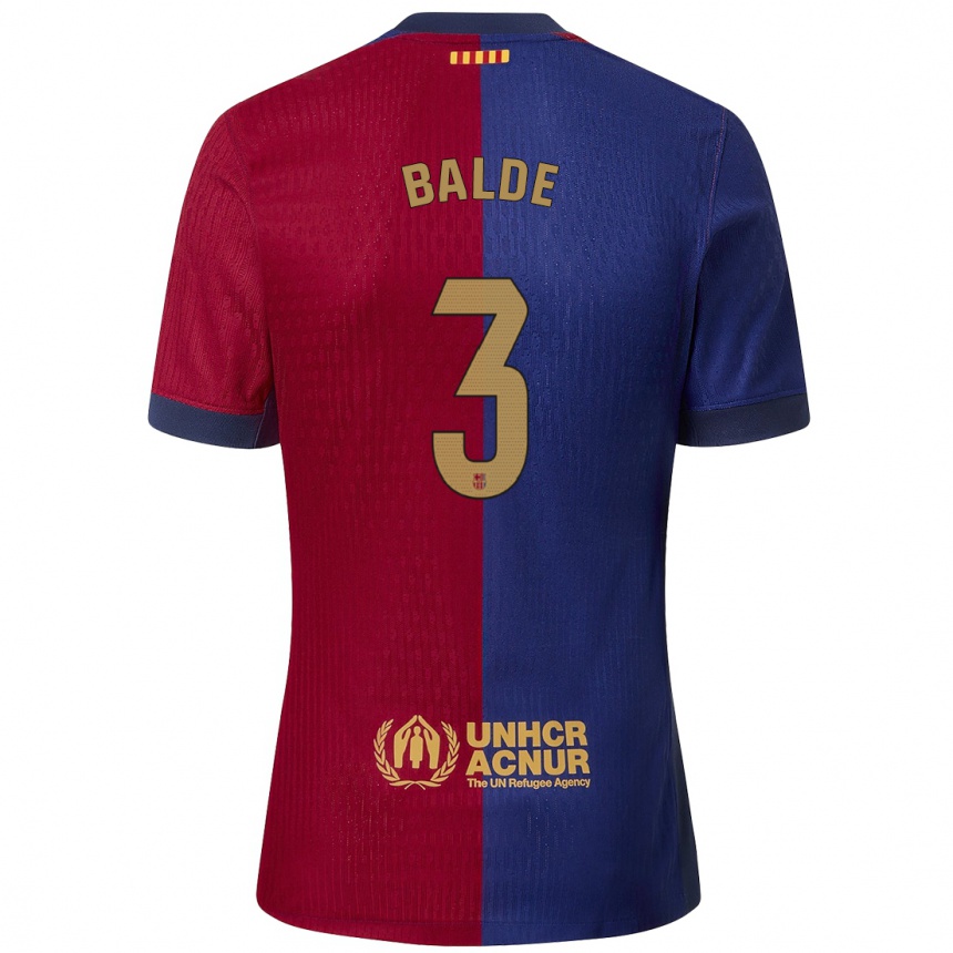 Kids Football Alejandro Balde #3 Blue Red Home Jersey 2024/25 T-Shirt