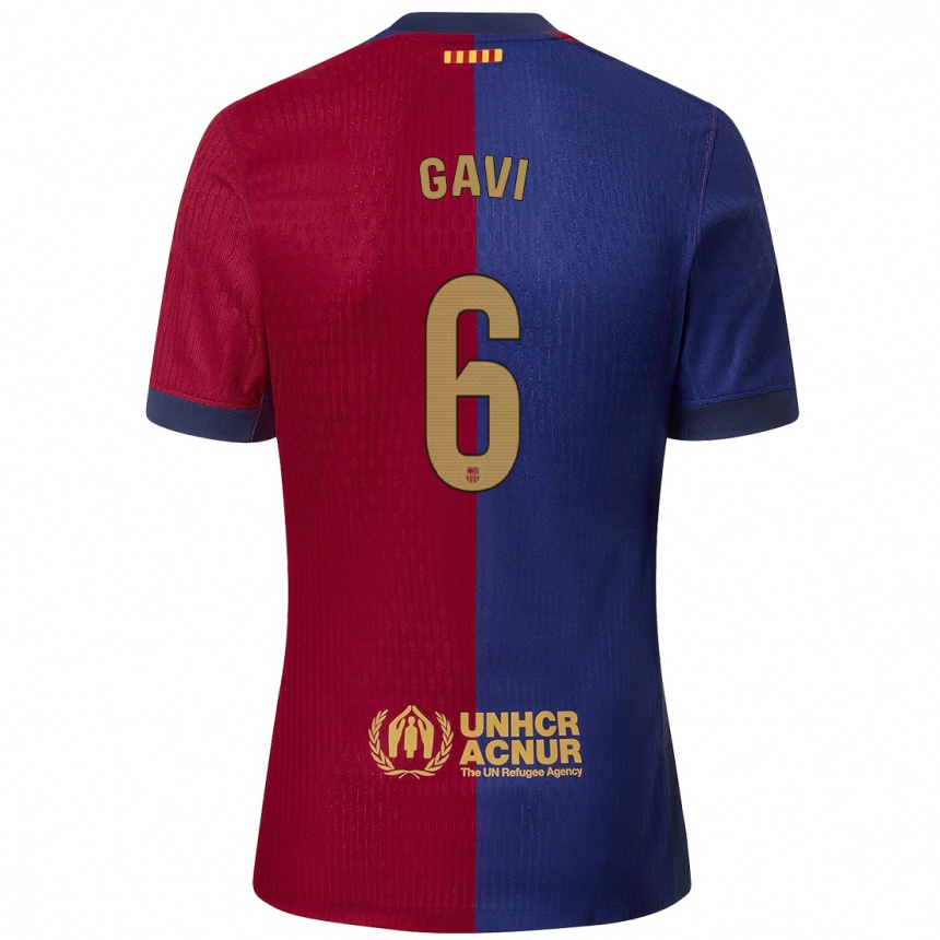 Kids Football Gavi #6 Blue Red Home Jersey 2024/25 T-Shirt