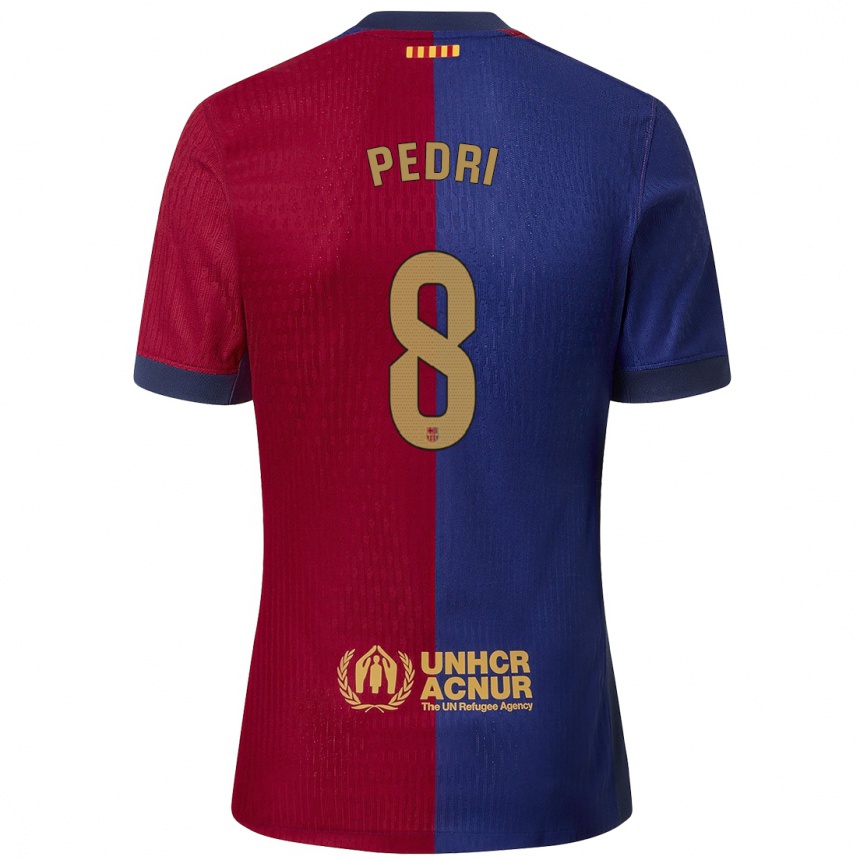 Kids Football Pedri #8 Blue Red Home Jersey 2024/25 T-Shirt