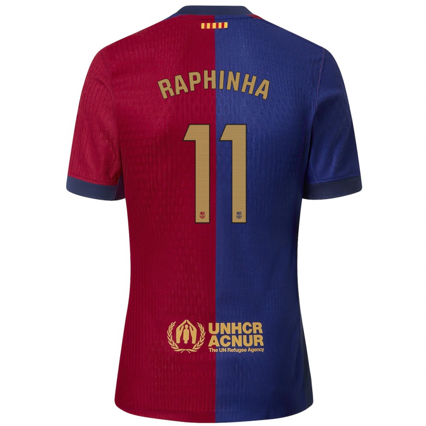 Kids Football Raphinha #11 Blue Red Home Jersey 2024/25 T-Shirt