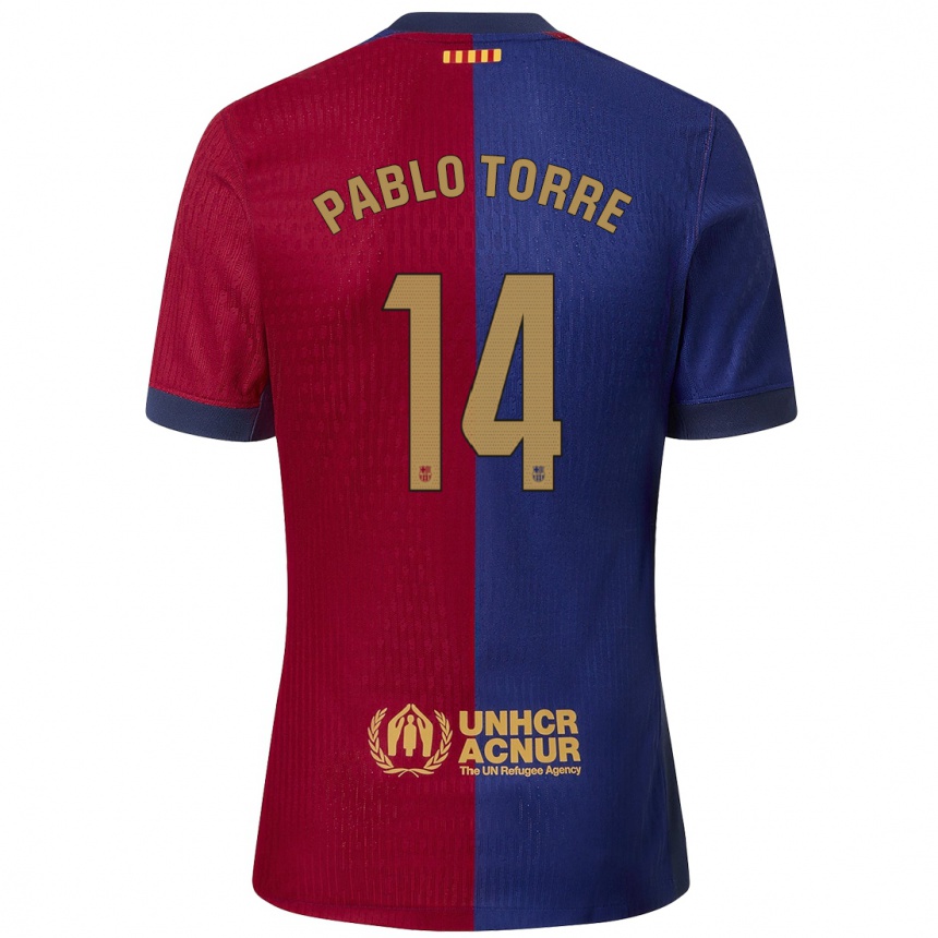 Kids Football Pablo Torre #14 Blue Red Home Jersey 2024/25 T-Shirt