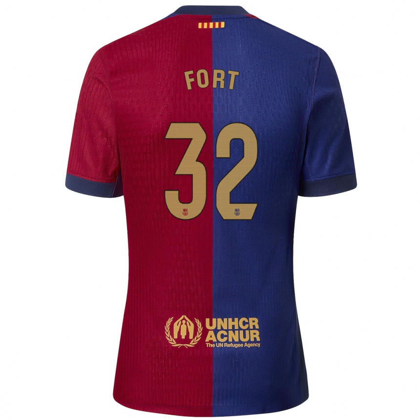 Kids Football Héctor Fort #32 Blue Red Home Jersey 2024/25 T-Shirt