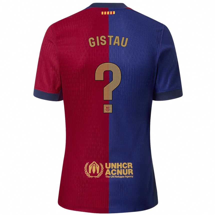 Kids Football Òscar Gistau #0 Blue Red Home Jersey 2024/25 T-Shirt