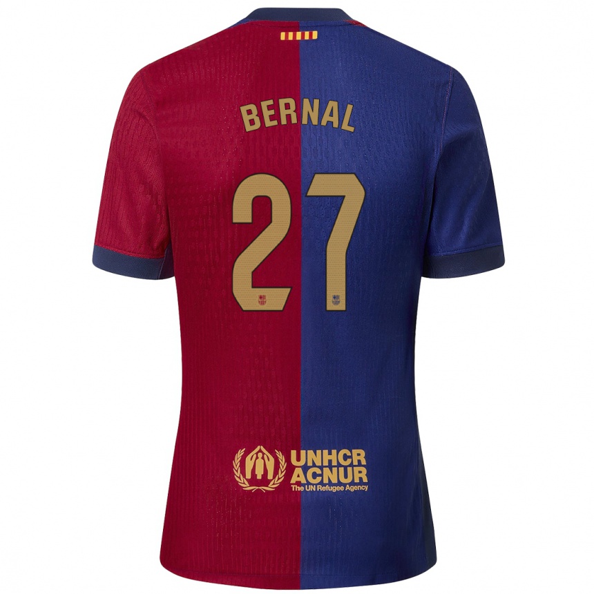 Kids Football Marc Bernal #27 Blue Red Home Jersey 2024/25 T-Shirt