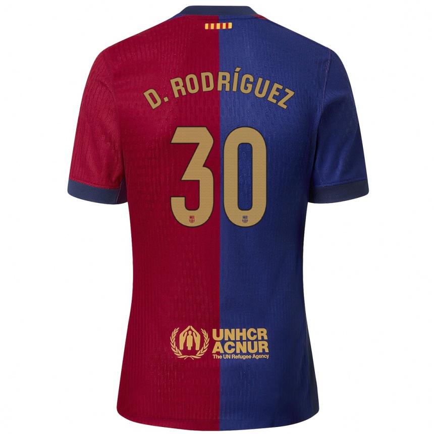 Kids Football Dani Rodríguez #30 Blue Red Home Jersey 2024/25 T-Shirt