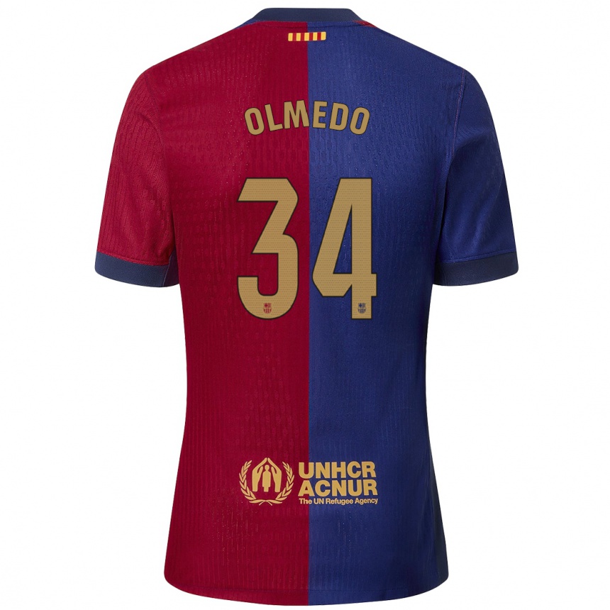 Kids Football Alexis Olmedo #34 Blue Red Home Jersey 2024/25 T-Shirt